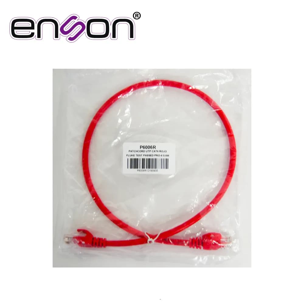 PATCHCORD UTP ENSON P6006R CAT6 60CM ROJO SERIE EPRO 100-II 100 POR CI 3