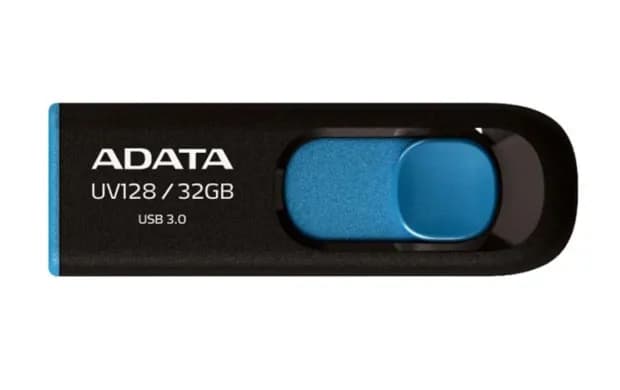 FLASH ADATA UV128 NEGRO CON AZUL 128G 3.0 2