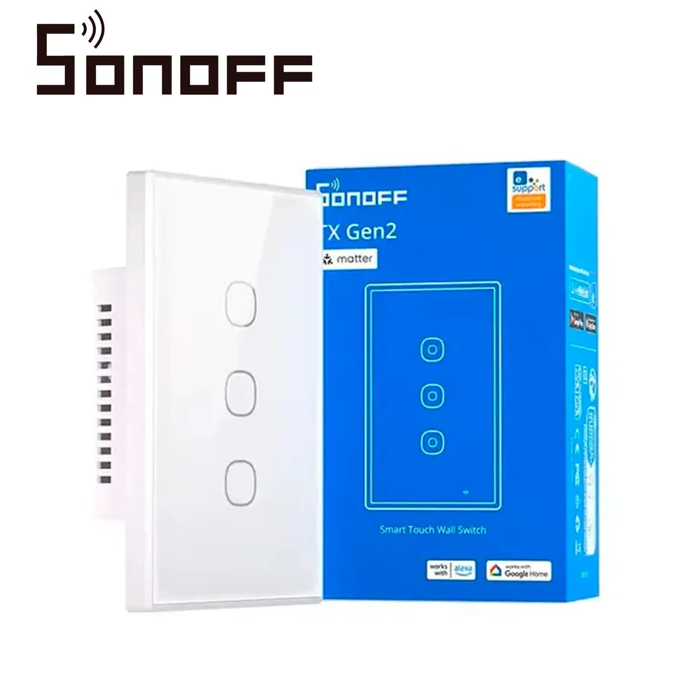 APAGADOR DE PARED TOUCH TX GEN2 SONOFF T6-3C-120M / 3CH ON/OFF INALAMB 2