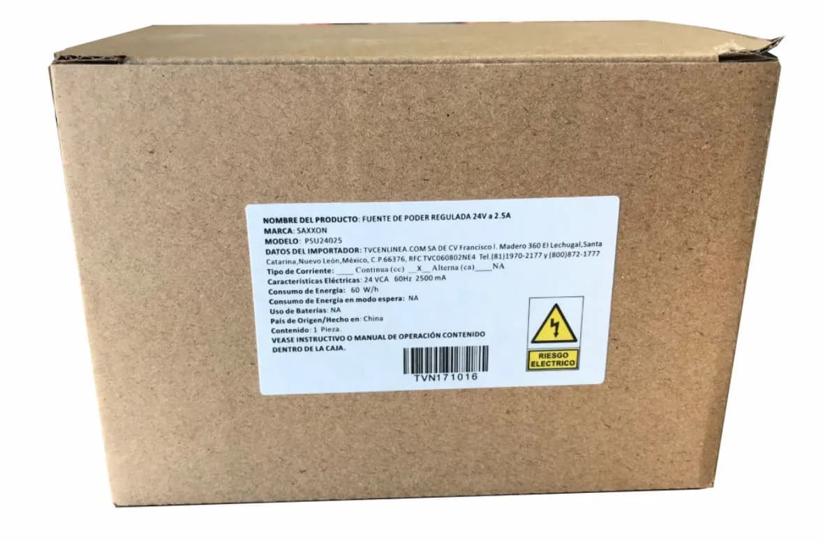 SAXXON PSU24025 - Fuente de Poder de 24 Vca a 2.5 Amperes/ Cable de 2. 2