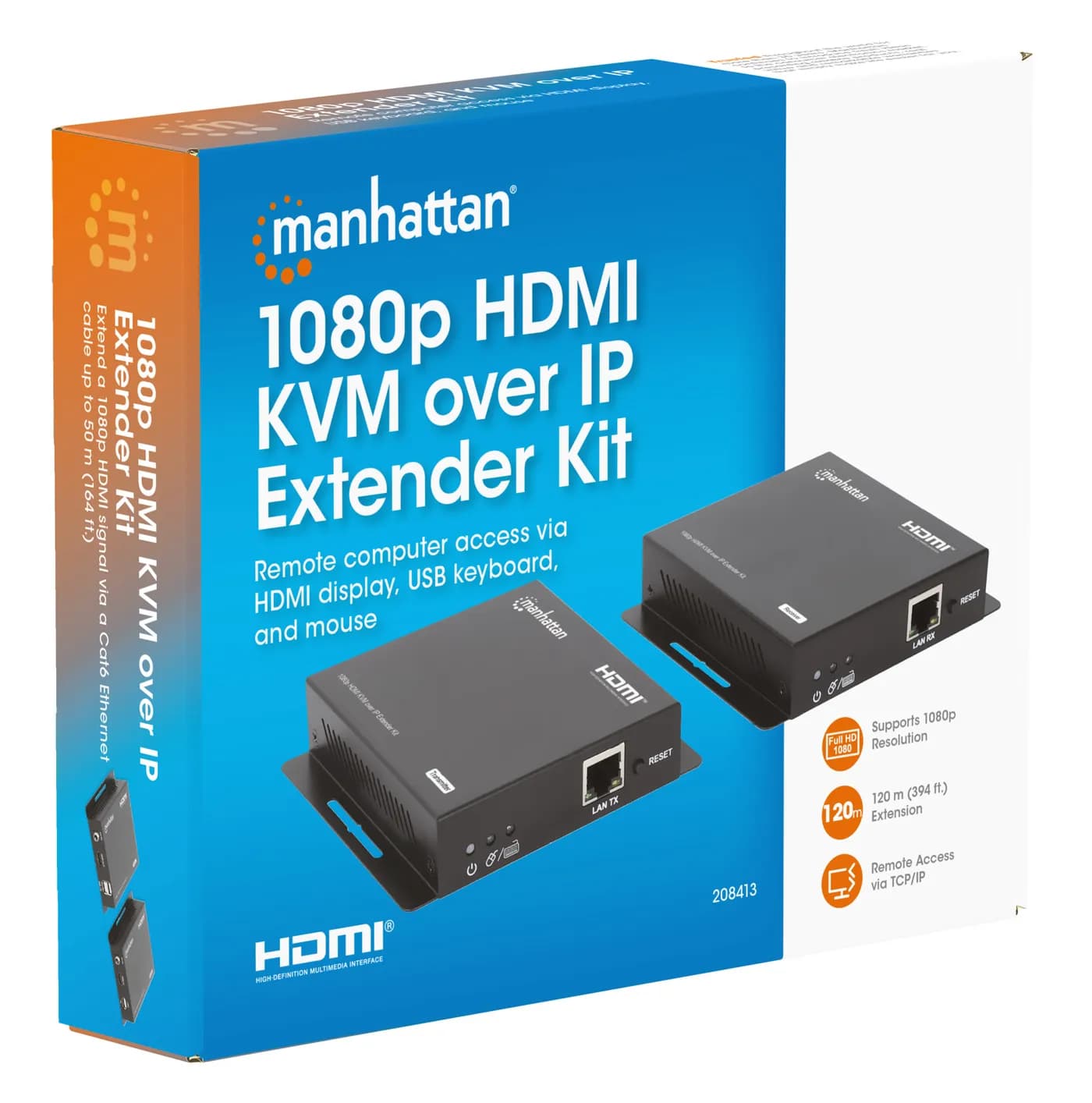 Manhattan 208413 extensor de audio/video Transmisor y receptor AV Negr 9