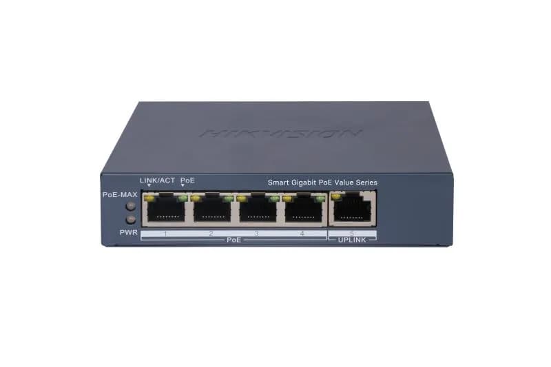SWITCH HIKVISION GIGABIT POE+ / ADMINISTRABLE / 4 PUERTOS 1000 MBPS PO
