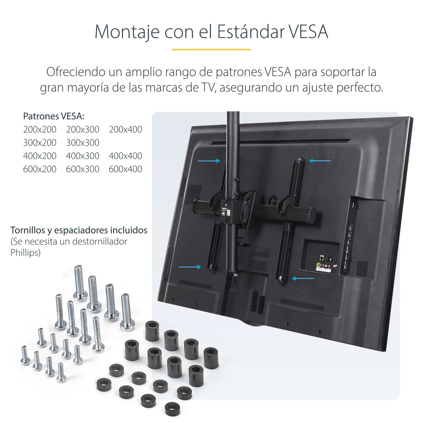 StarTech.com Soporte de Techo para TV - Mástil de 3,5' a 5' 13