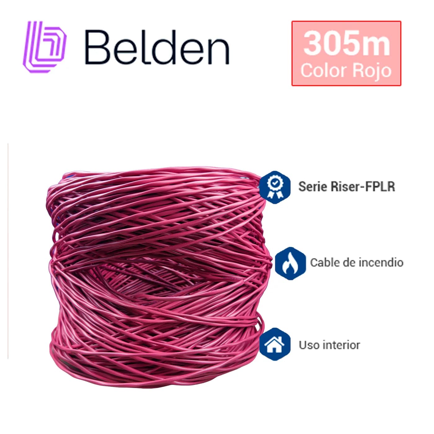 CABLE DE SEGURIDAD Y SONIDO BELDEN 5200UE 008U1000 / INTERIOR / GRIS / 3
