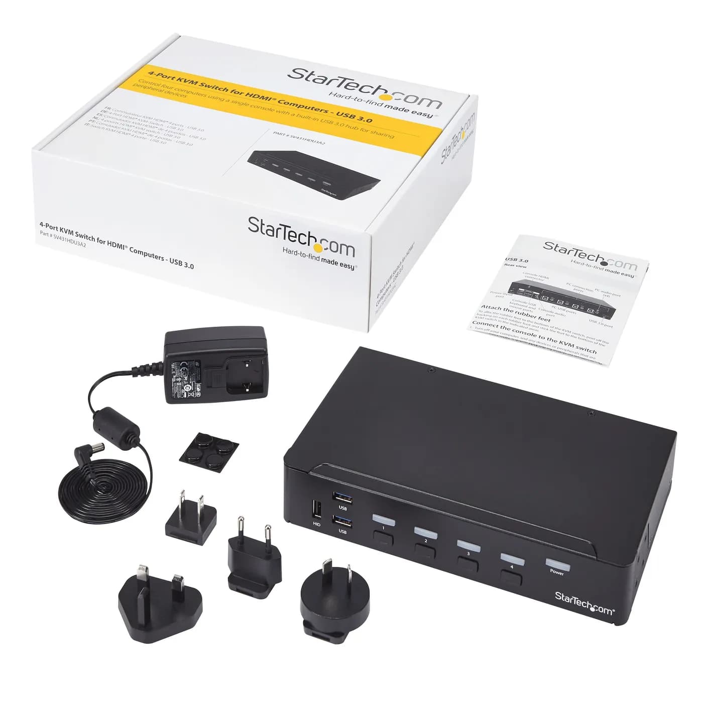 StarTech.com Switch Conmutador KVM de 4 Puertos HDMI 1080p con USB 3.0 5