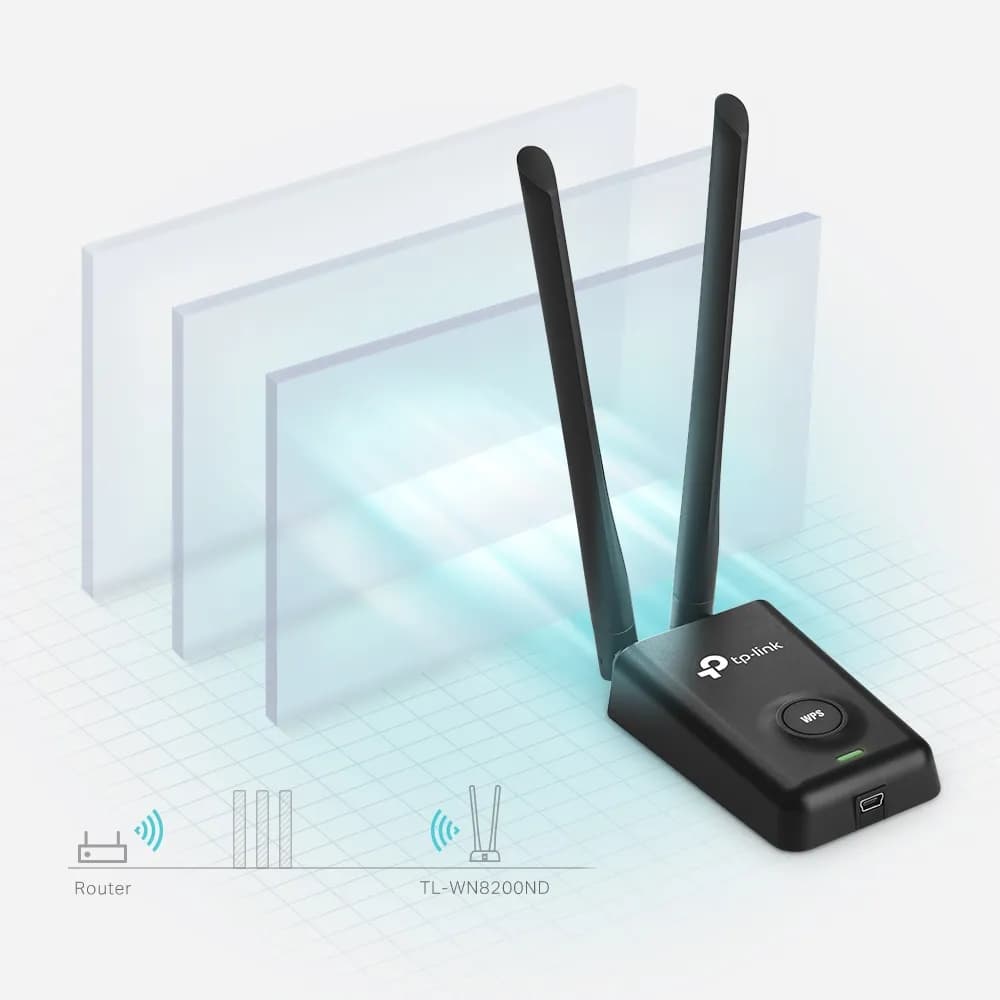 ADAPTADOR USB INALAMBRICO DE ALTA POTENCIA TP-LINK TL-WN8200ND 300 MBP 5