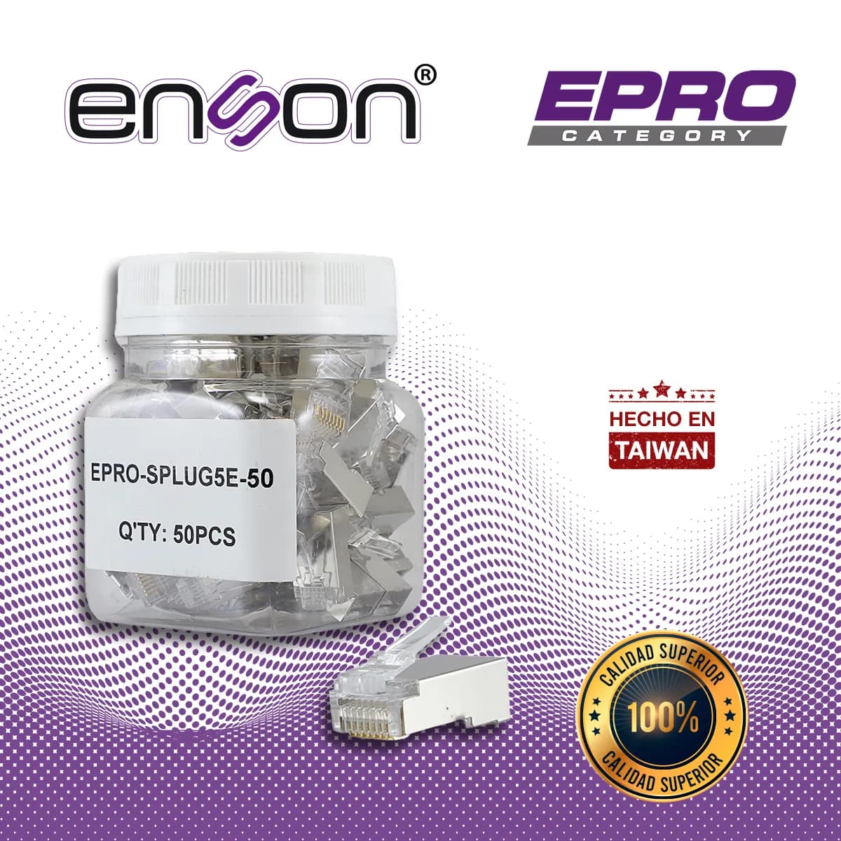 PLUG FACIL PONCHADO BLINDADO ENSON EPRO-SPLUG5E-50 BOTE DE 50 PZS PARA 5