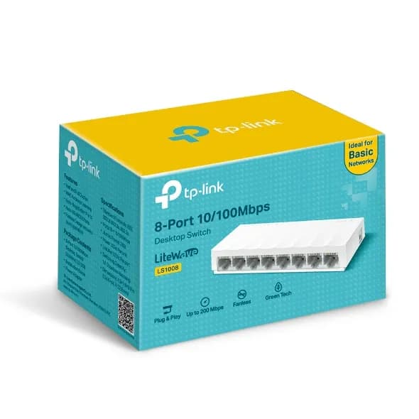 Switch no administrado / 8 puertos 10/100Mbps / Fanless / 4.9 x 1.9 x  6