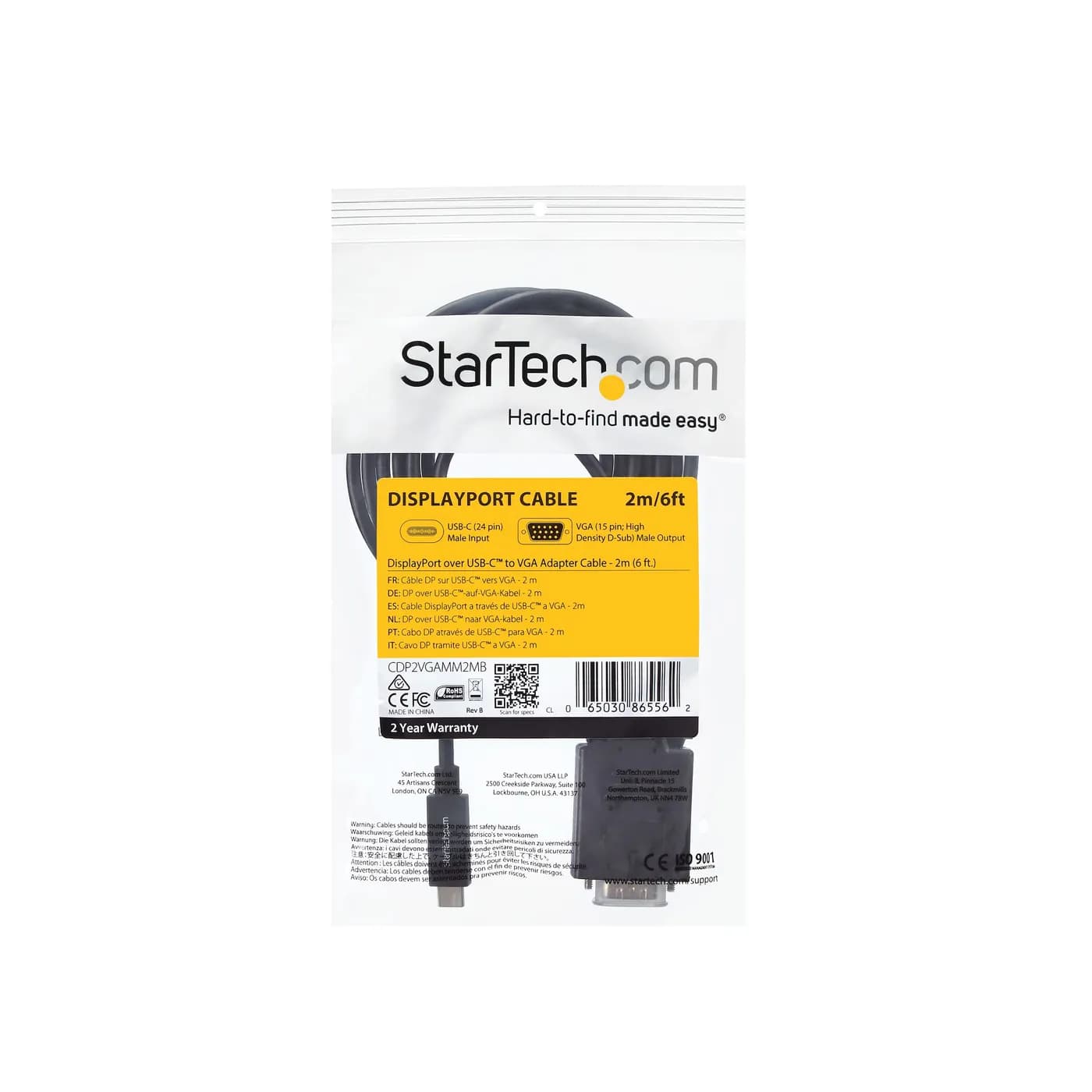 StarTech.com Cable de 2m USB C a VGA - Cable Adaptador Activo de Video 6