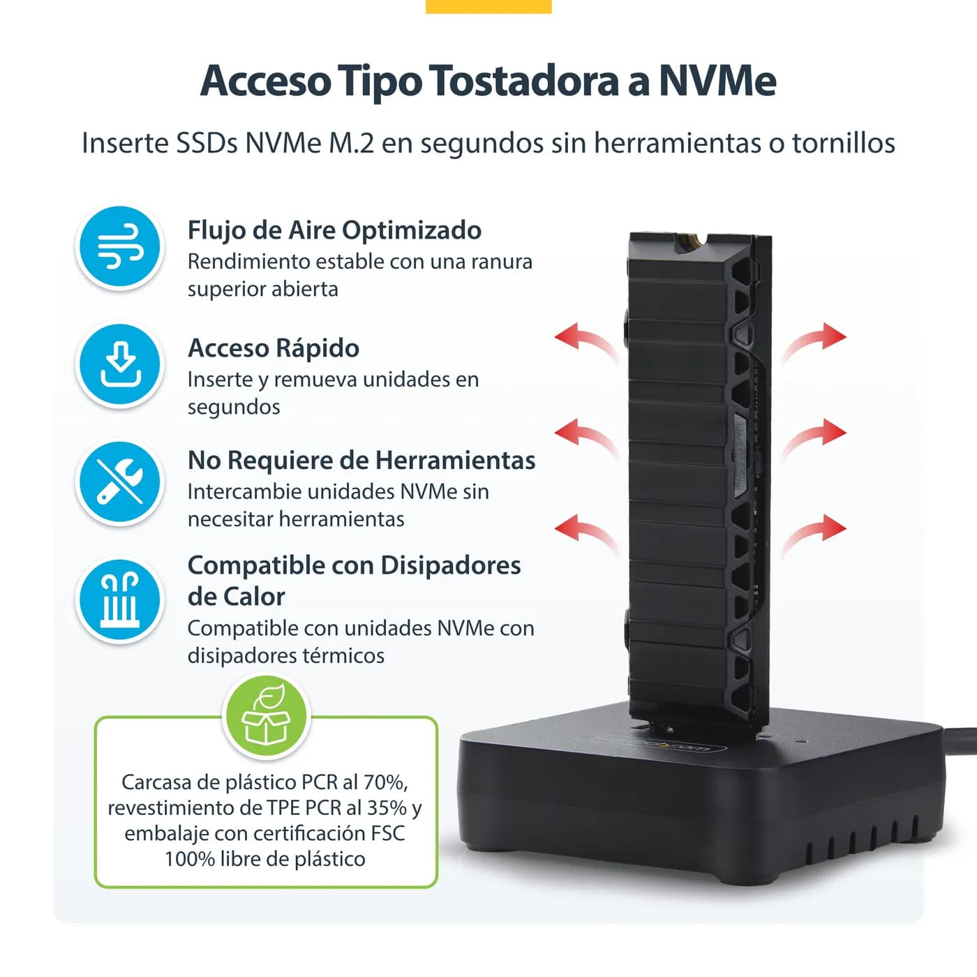 StarTech.com Dock Adaptador USB-C/USB-A a NVMe M.2 - 10Gbps - Lector E 7