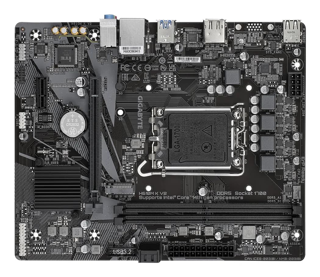 GIGABYTE H610M K V2 placa base Intel H610 LGA 1700 Micro ATX 4