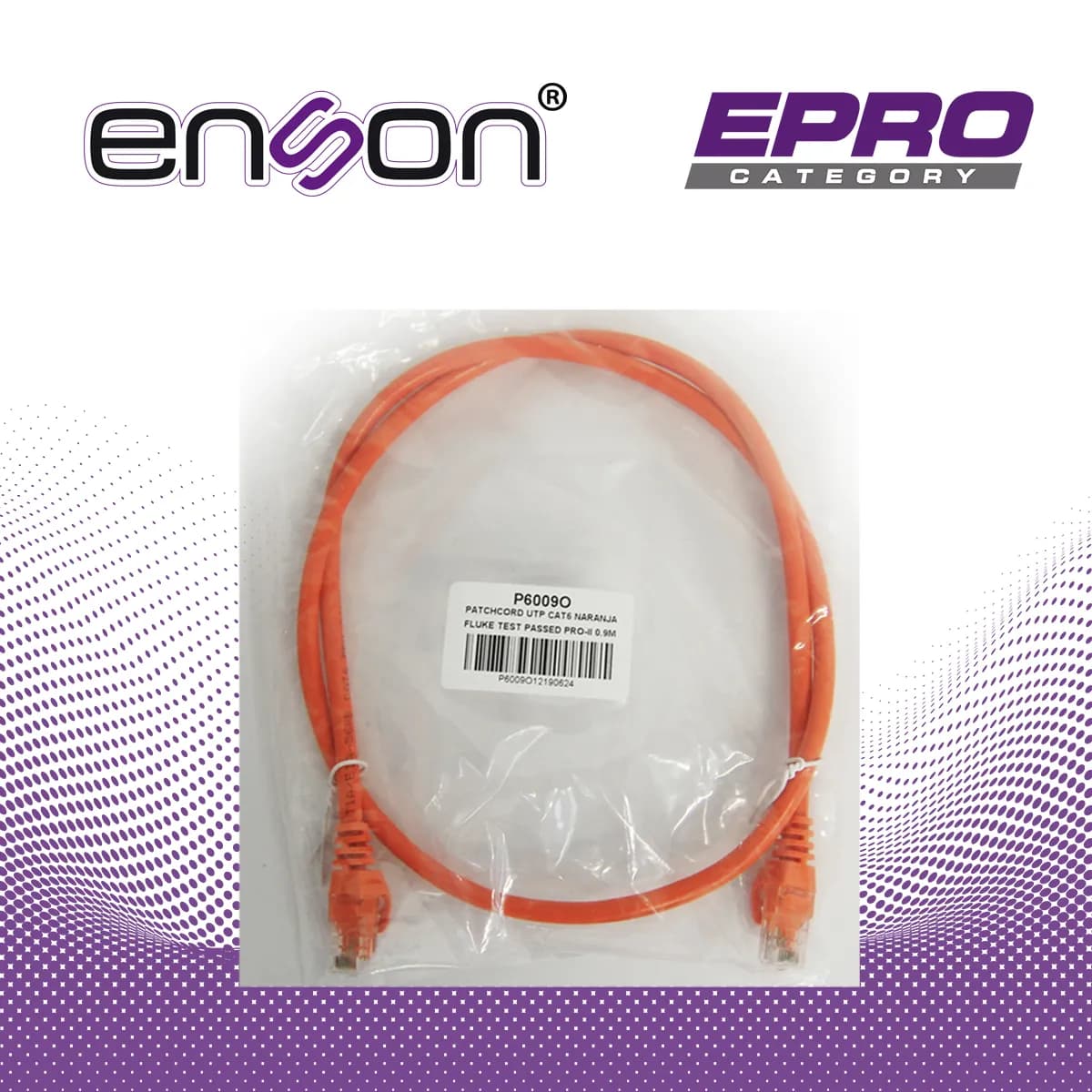 PATCHCORD UTP ENSON P6009O CAT6 90CM NARANJA SERIE EPRO 100-II 100 POR 6