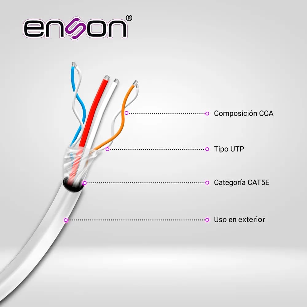 CABLE UTP SIAMES ENSON 51101W500 4C PARA DATOS Y DOS CABLES CALIBRE 18 4