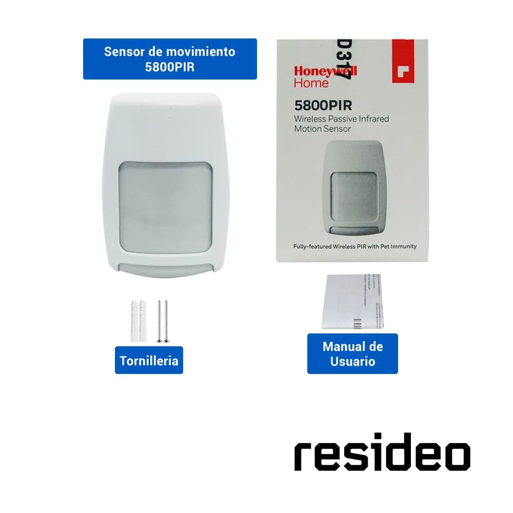 SENSOR DE MOVIMIENTO RESIDEO 5800PIR INALAMBRICO/ ANTIPET (INMUNIDAD A 3