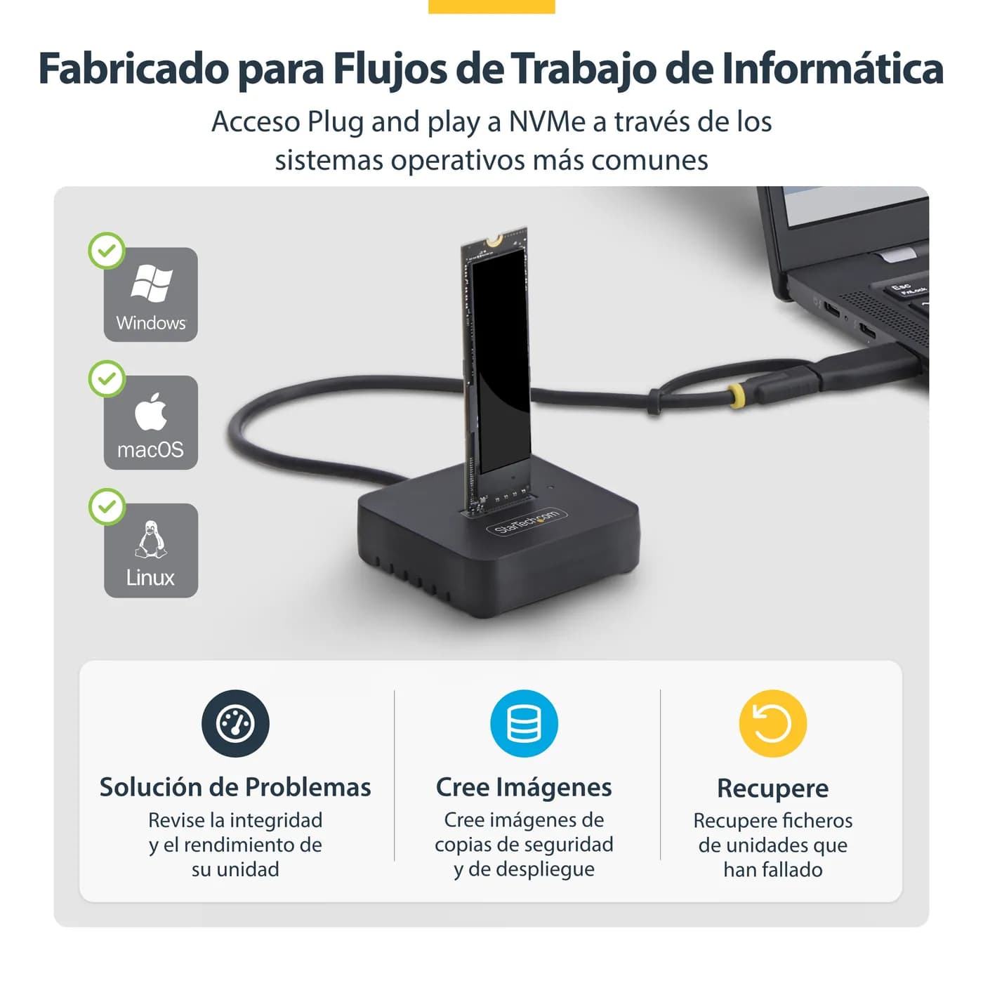 StarTech.com Dock Adaptador USB-C/USB-A a NVMe M.2 - 10Gbps - Lector E 10