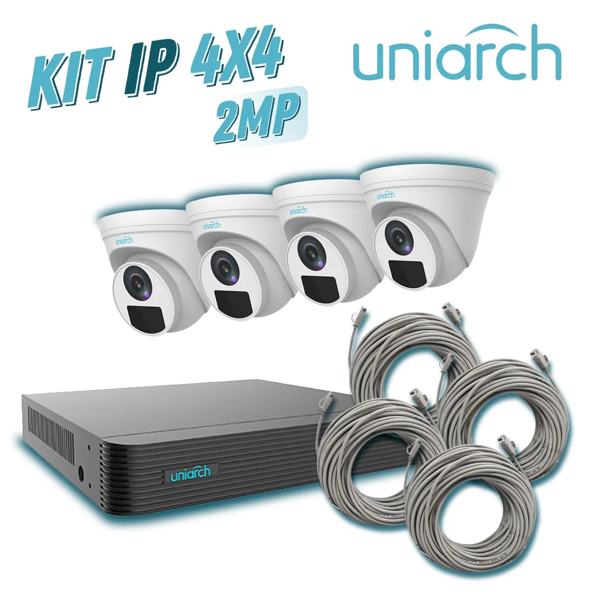 Uniarch by UNV KIT 1 x NVR-104E2-P4 + 4 x IPC-T122-APF28K + 4 x ENS-IP18CAT6