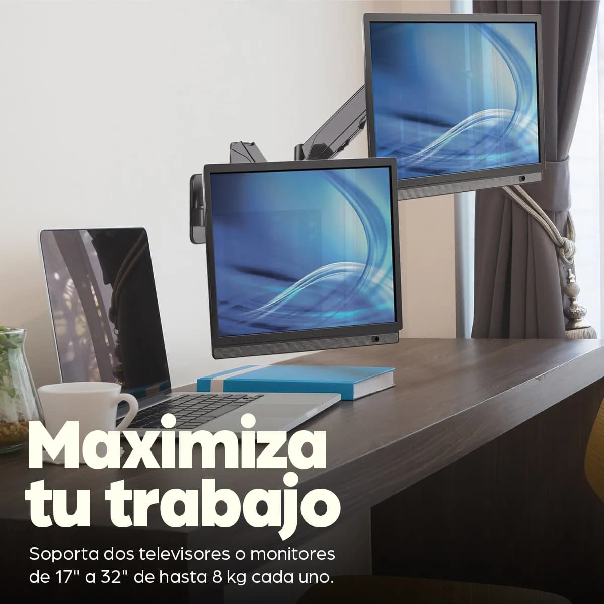 Manhattan Soporte universal para dos monitores, con pistón a gas 10