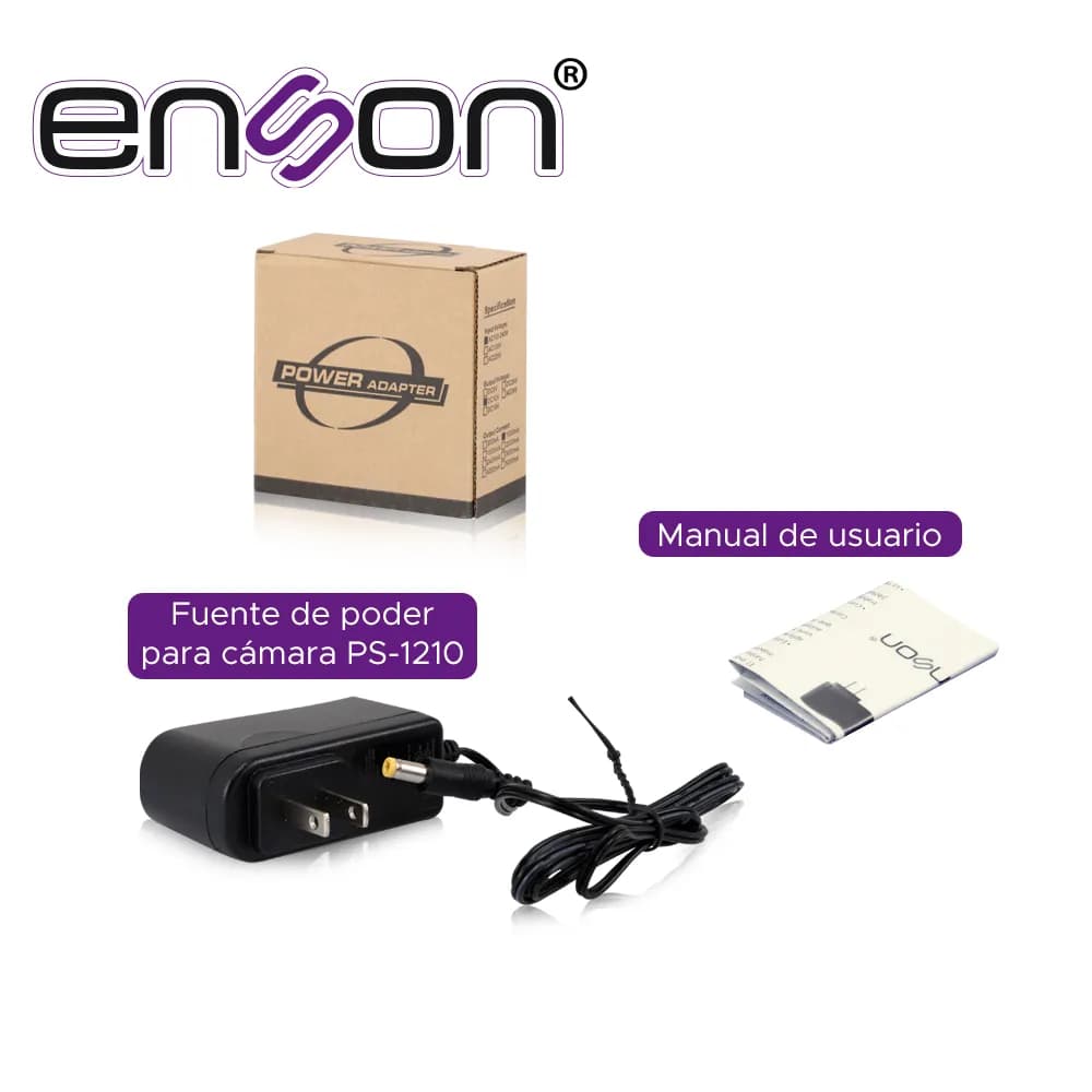 FUENTE DE PODER PARA CAMARA ENSON PS-1210 12VDC 1AMP CERTIFICACION UL 3