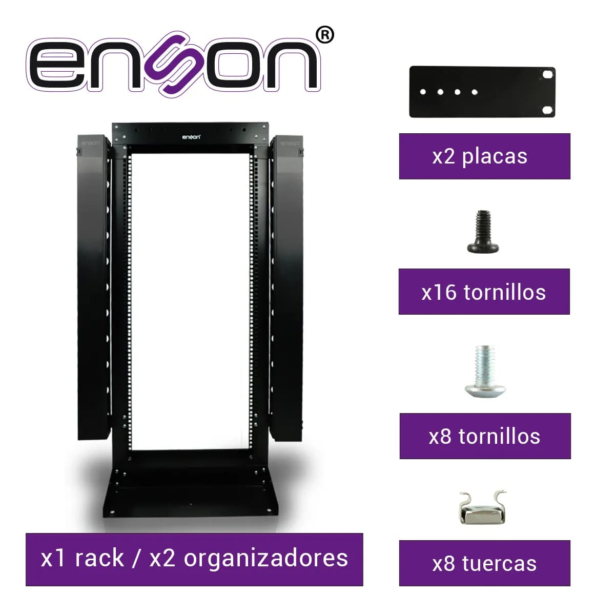 RACK VERTICAL ENSON ENS-RACK25UO DE 25UR DOS POSTES ORGANIZADOR VERTIC 4
