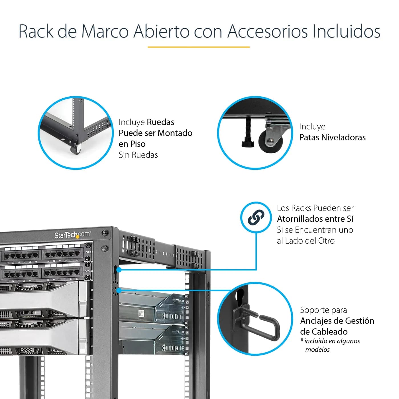 StarTech.com Rack 12U Móvil de Marco Abierto de 4 Postes para Servidor 11