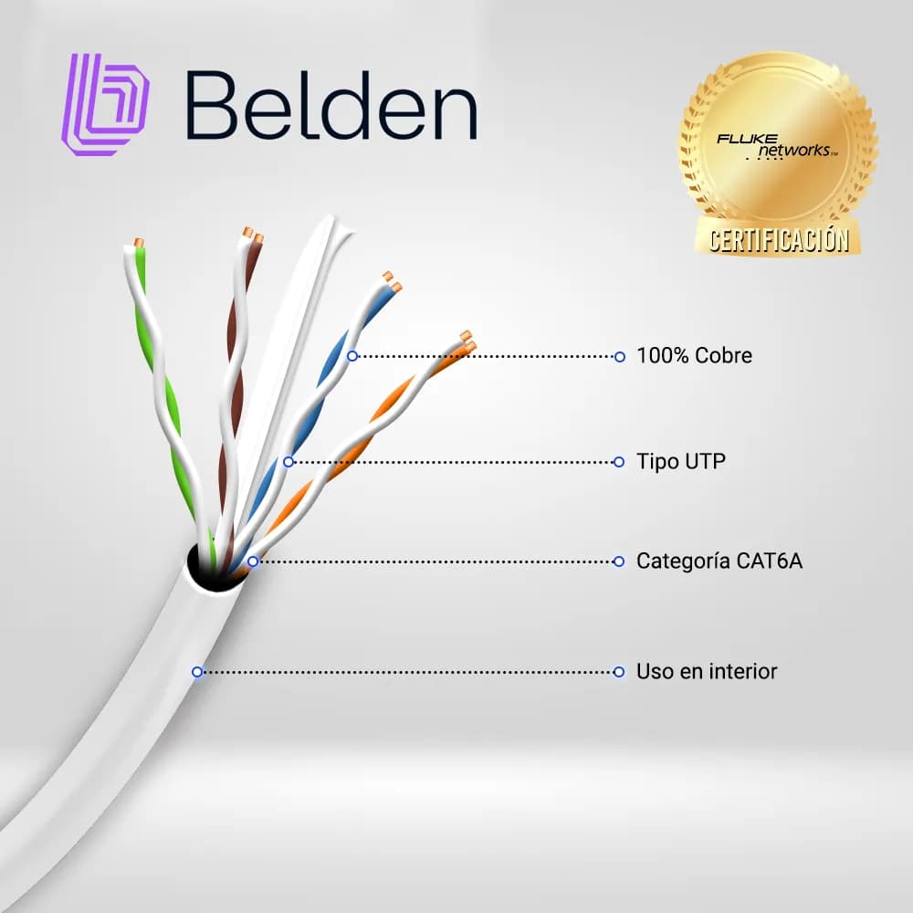 CABLE UTP CAT6A BELDEN 10GXS12 0091000 / INTERIOR / BLANCO / 625MHZ /  2