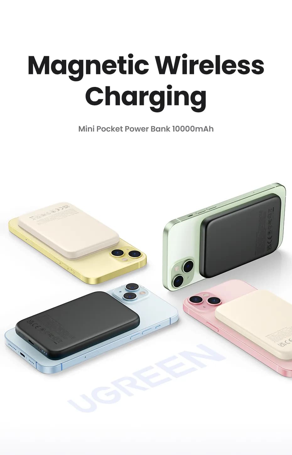 Ugreen 25208 batería externa 10000 mAh Cargador inalámbrico Beige 2