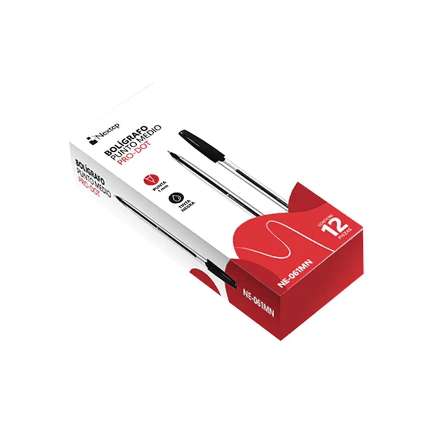 BOLIGRAFO PRO-DOT NEXTEP, TAMAÑO MEDIO 1MM COLOR NEGRO, CAJA/12 NE-61M 2