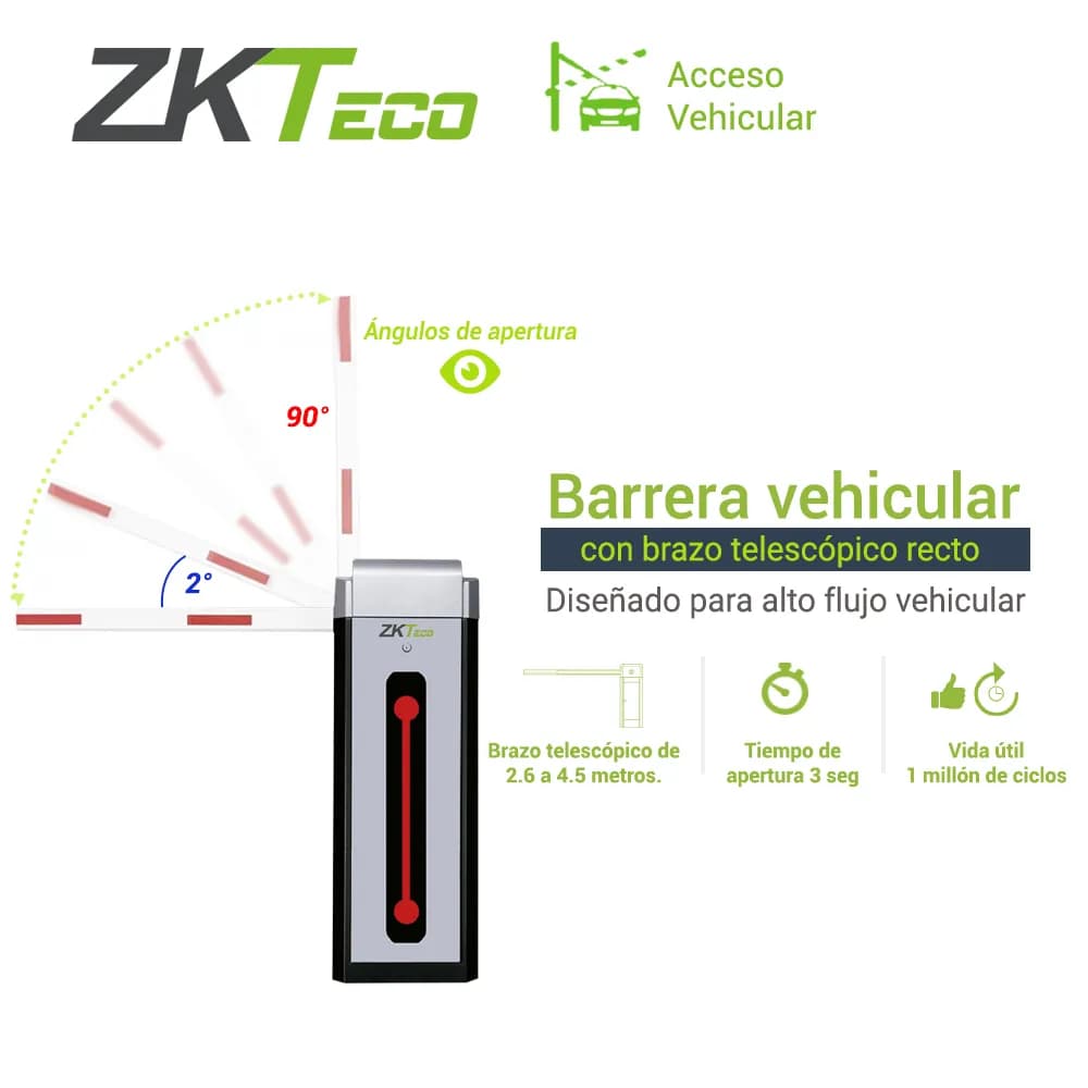 BARRERA VEHICULAR ZKTECO CMP300R CON BRAZO TELESCOPICO RECTO SENTIDO D 2