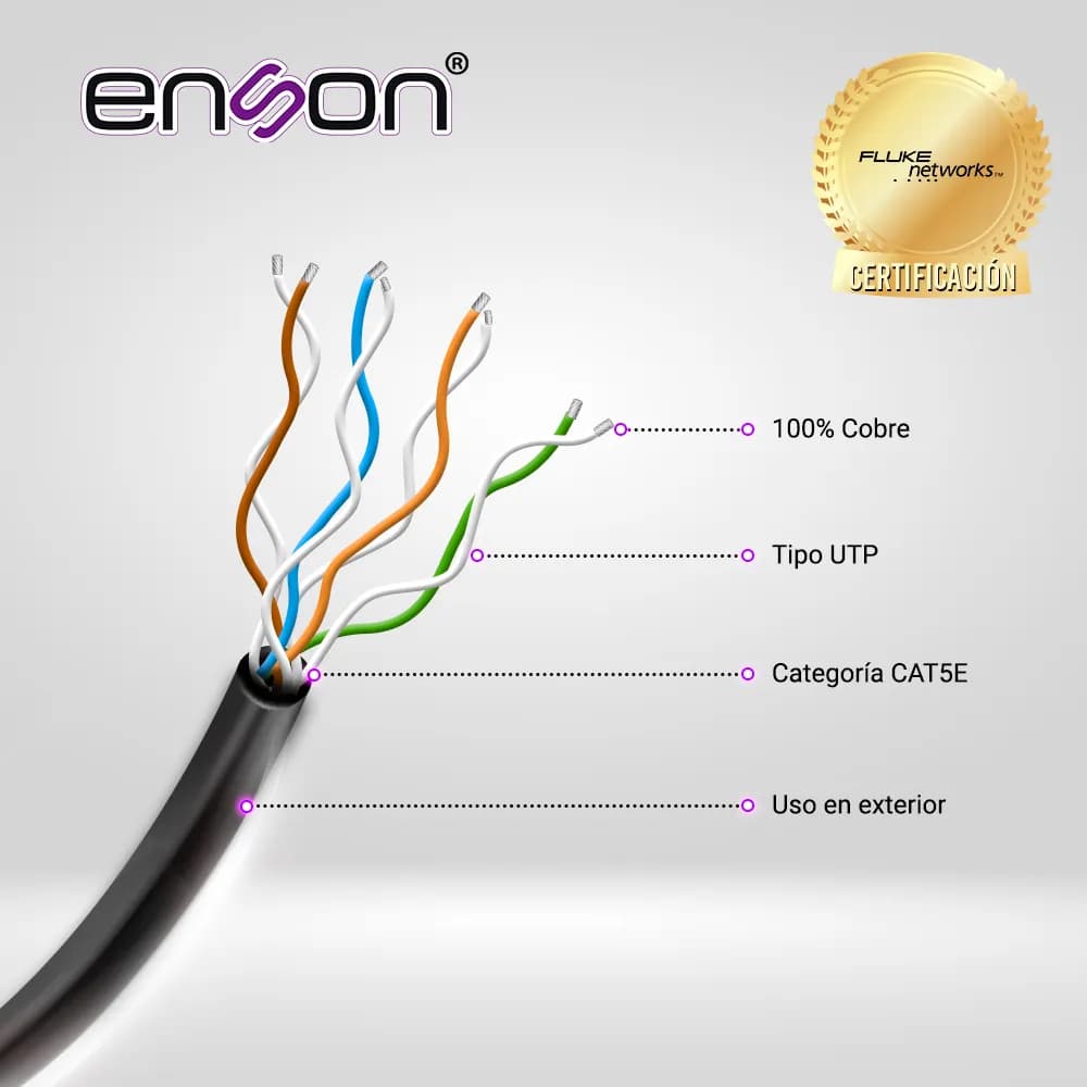 CABLE UTP CAT5E ENSON EPRO-CAT5E-OU FORRO PE 4 PARES CALIBRE 24 AWG 10 2