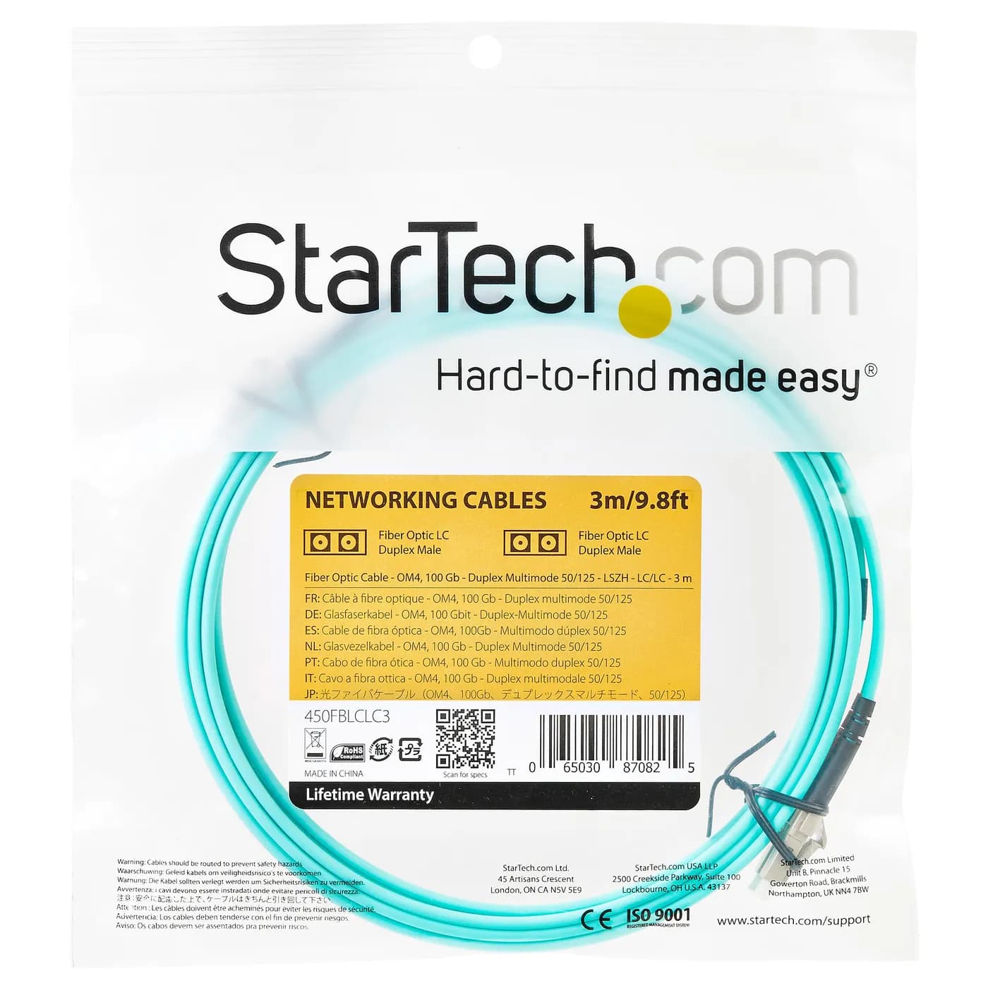StarTech.com Cable de 3m de Fibra Óptica Multimodo LC/UPC a LC/UPC OM4 4