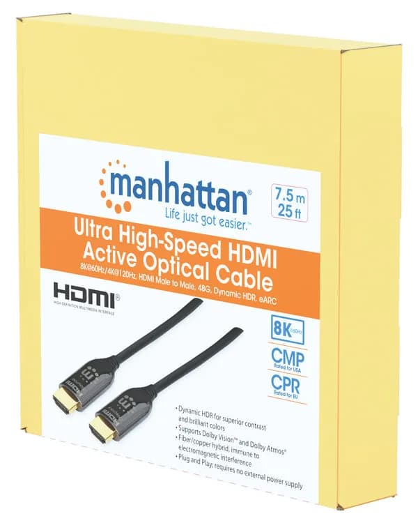 Manhattan Cable Óptico Activo HDMI de Ultra Alta Velocidad 8K a 60 Hz, 2