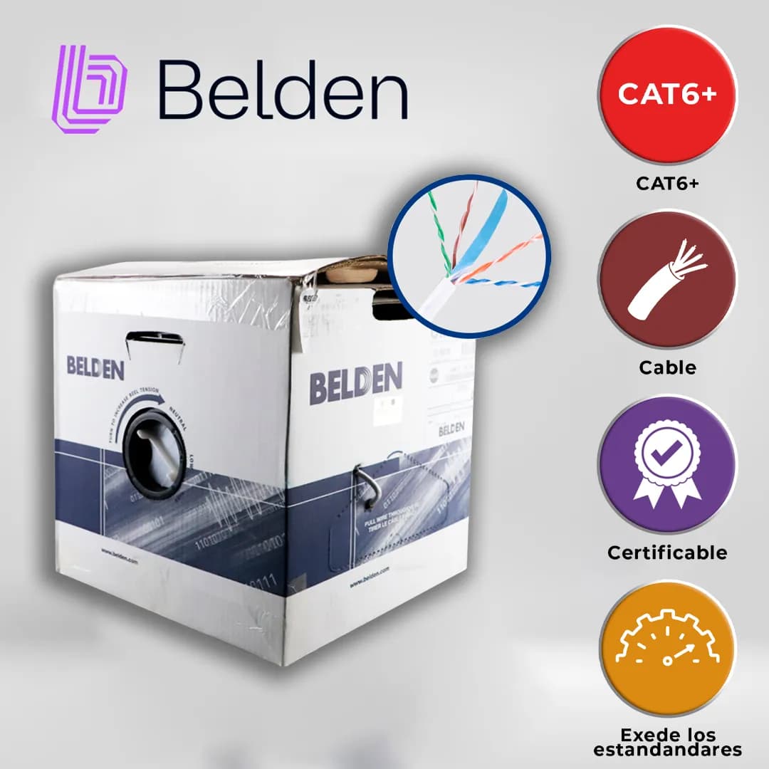 CABLE UTP CAT6+ BELDEN 2412 009A1000 / INTERIOR / BLANCO / 350MHZ / 4  5