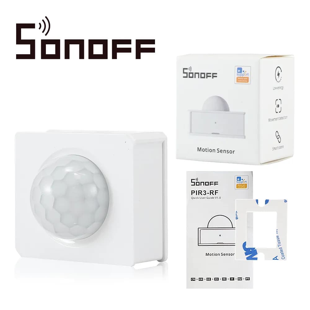 SENSOR DE MOVIMIENTO SONOFF PIR3 RF 433 PARA USO CON DISPOSITIVO SONOF 5