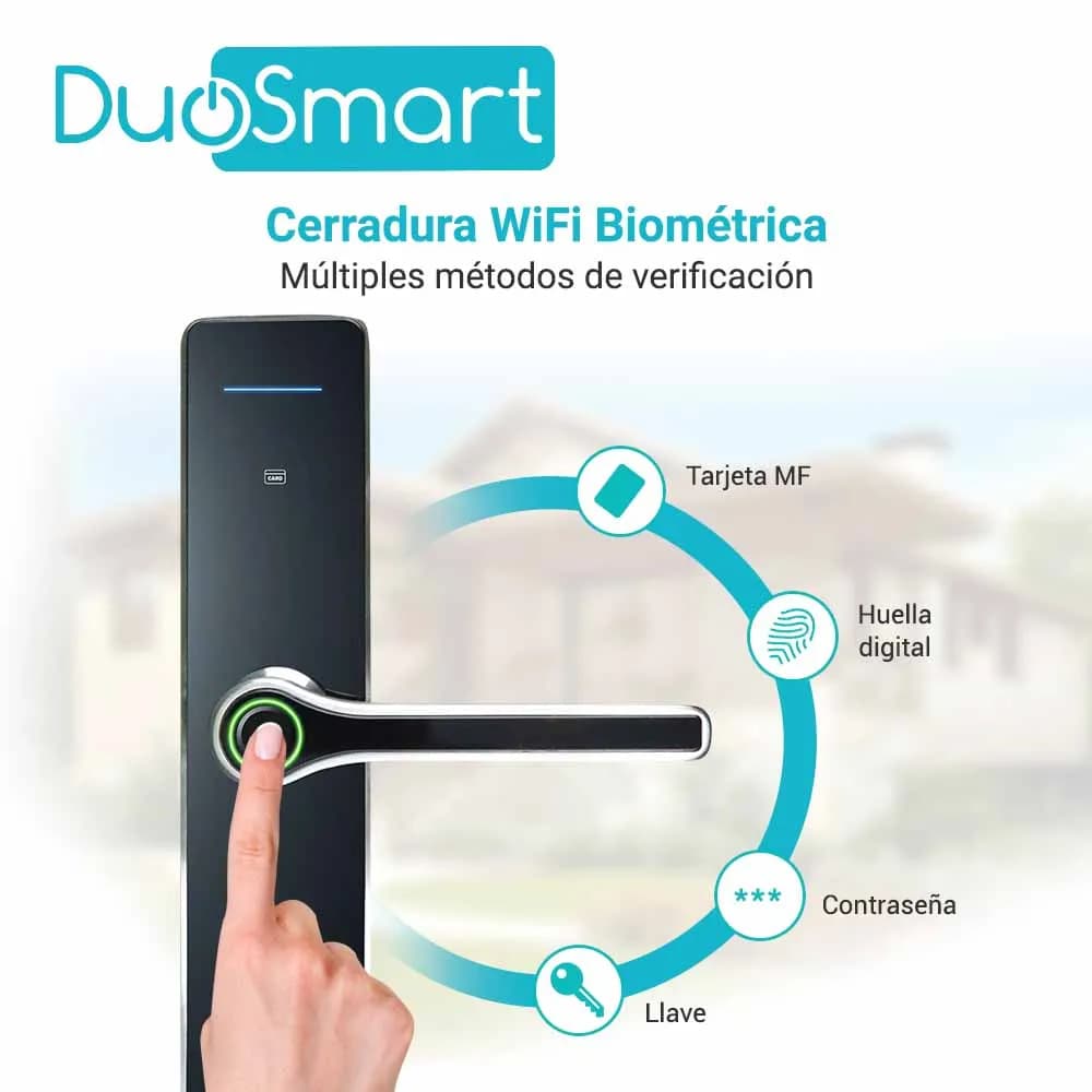 CERRADURA BIOMETRICA WIFI 2.4 GHZ DUOSMART F30 PARA EXTERIORES. ACEPTA 3
