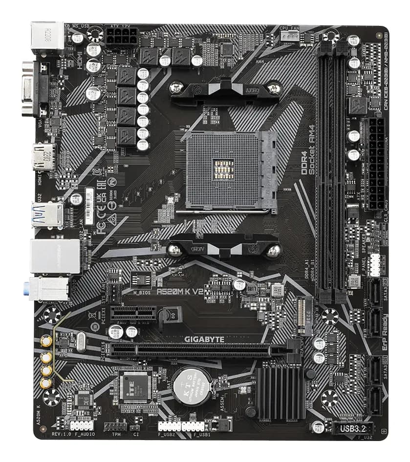 GIGABYTE A520M K V2 placa base AMD A520 Enchufe AM4 Micro ATX 3