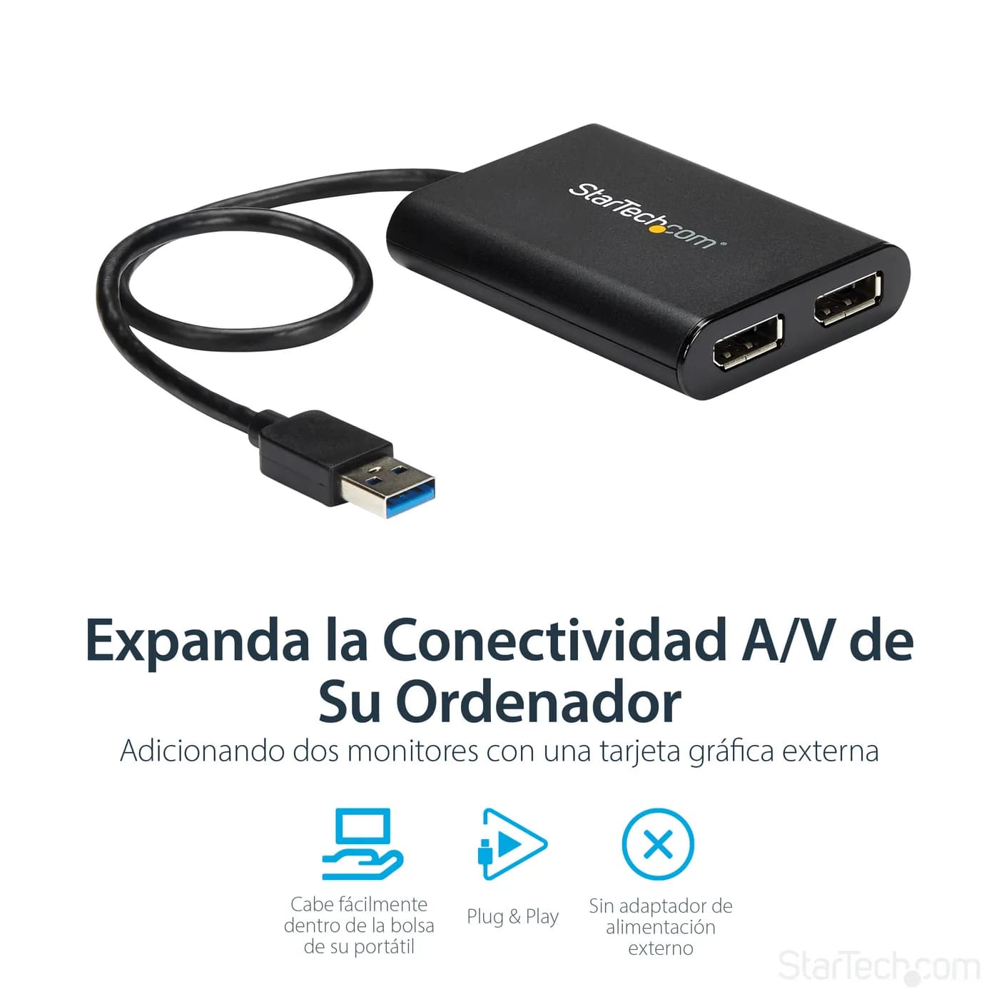 StarTech.com Adaptador Gráfico Externo USB 3.0 a DisplayPort Doble 4K6 9