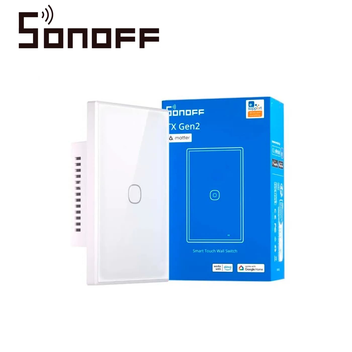 APAGADOR DE PARED TOUCH TX GEN2 SONOFF T6-1C-120M / 1CH ON/OFF INALAMB 3