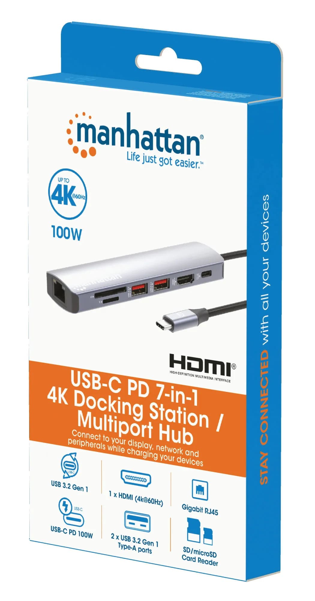 Manhattan Estación Docking USB-C con lector de tarjetas, 7 en 1 9