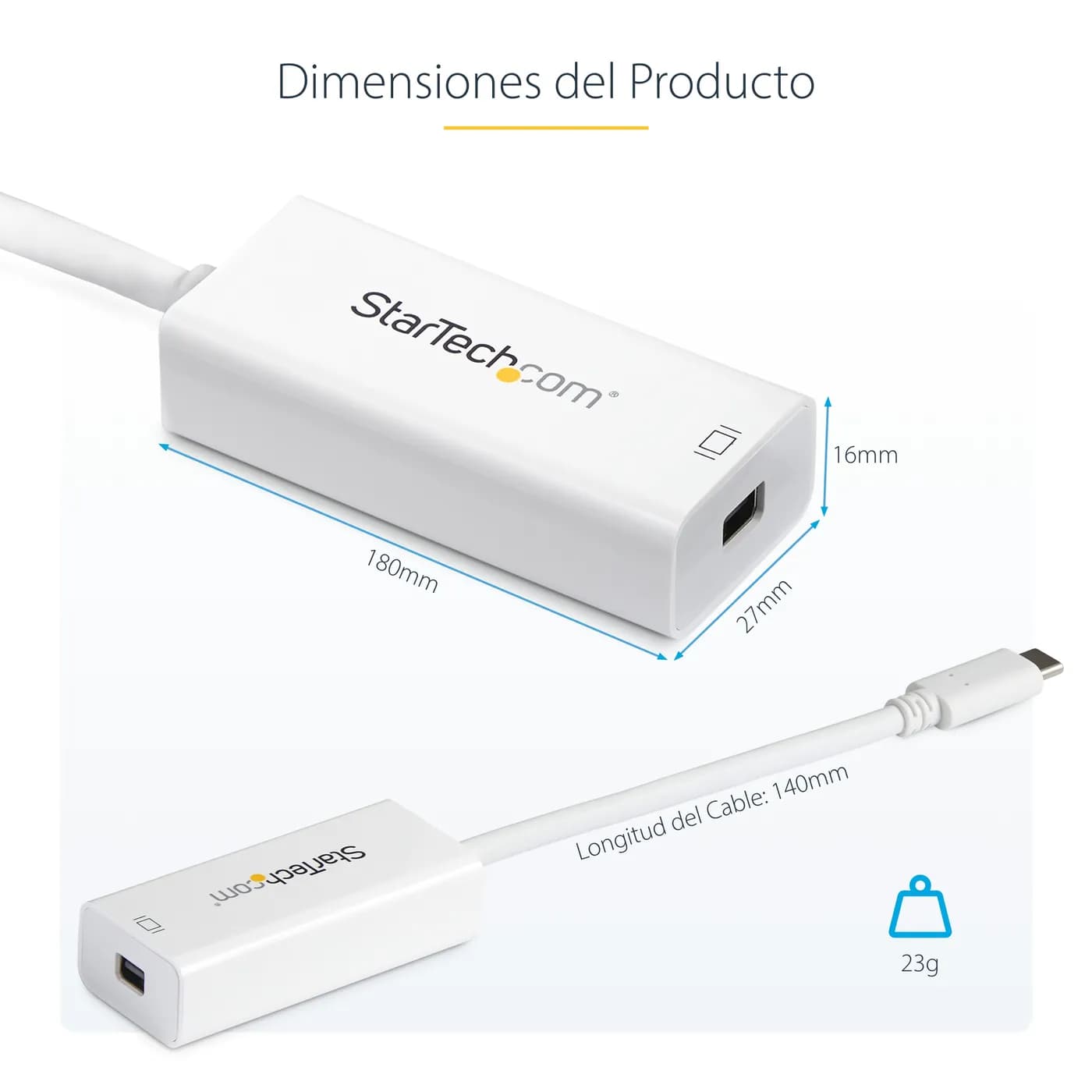 StarTech.com Adaptador USB C a Mini DisplayPort - 4K 60Hz - Blanco - A 12