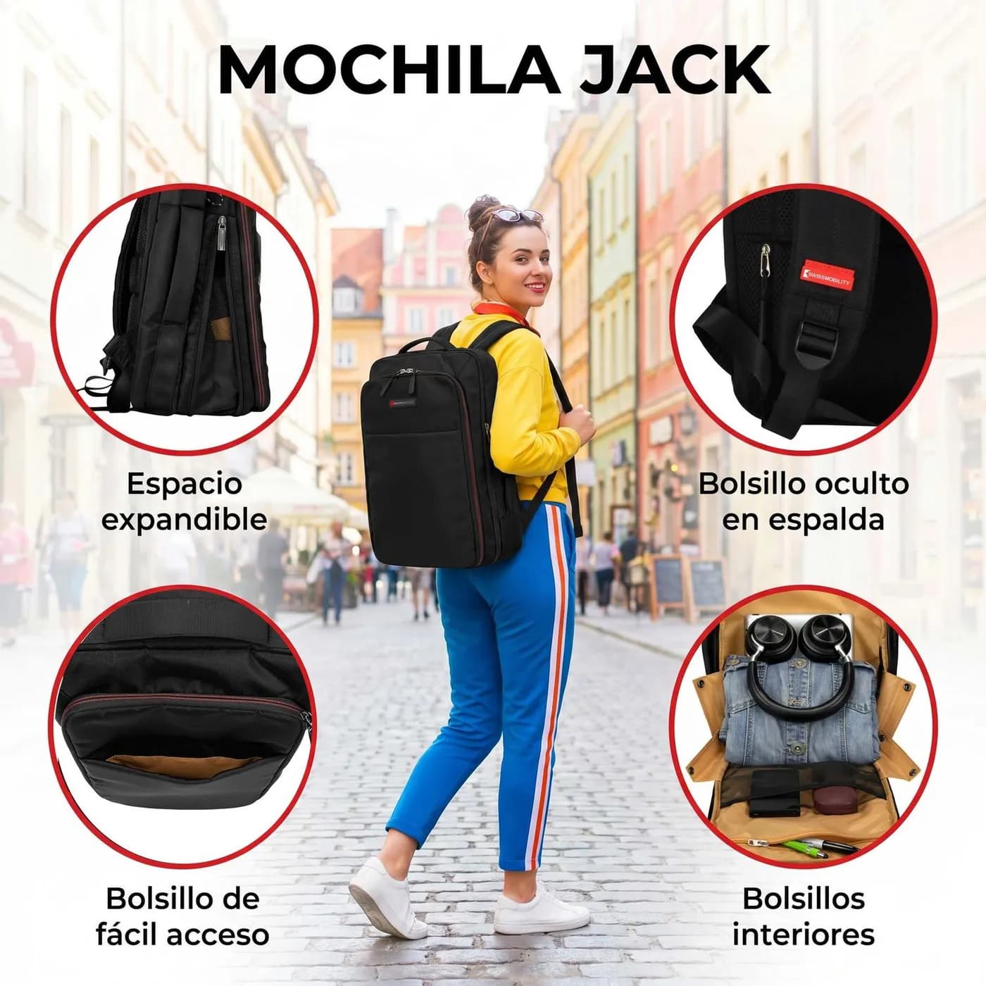 SWISSMOBILITY MOCHILA JACK 17 PULG. NEGRA 2