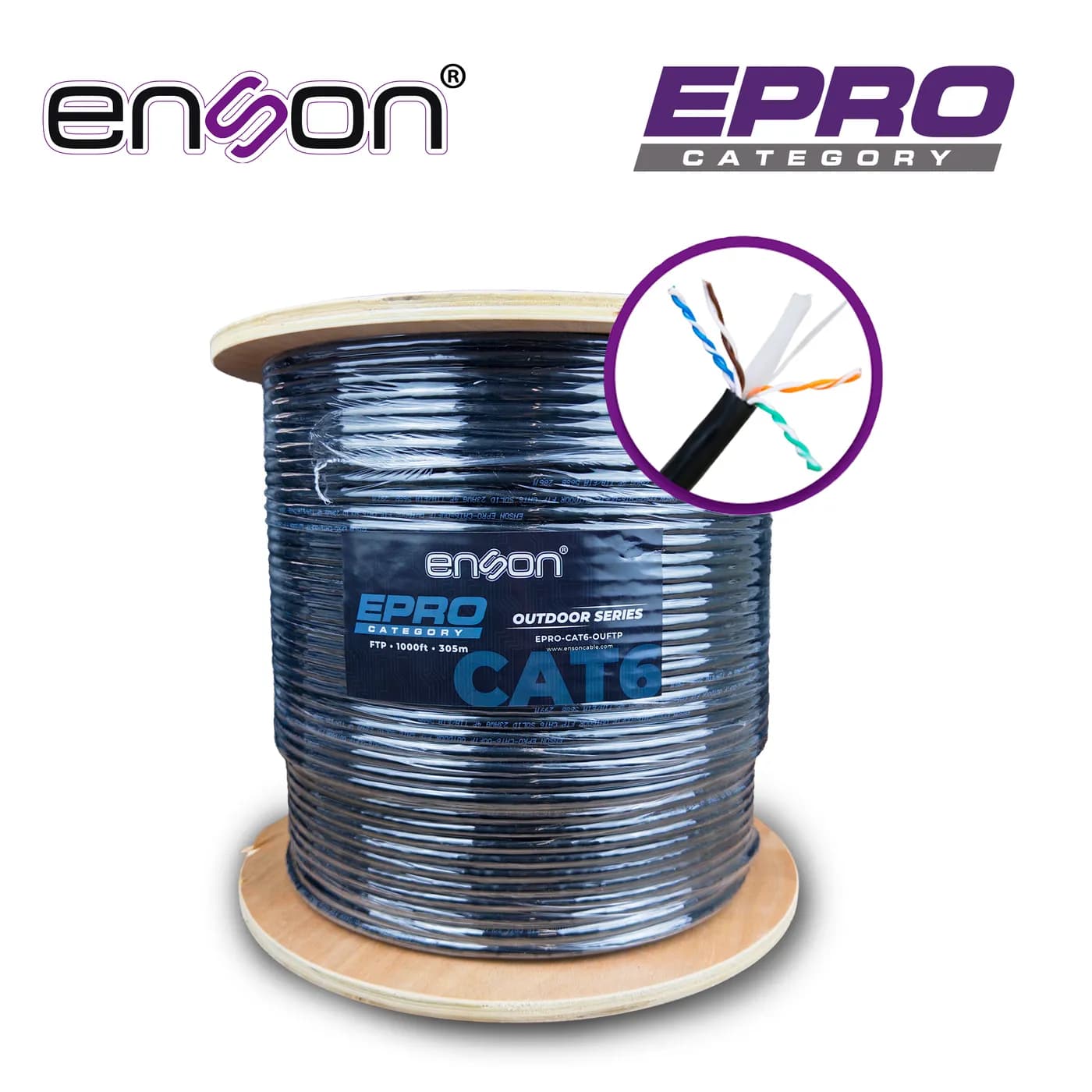 CABLE FTP CAT6 ENSON EPRO-CAT6-OUFTP FORRO PE BLINDADO 4 PARES CALIBRE 3