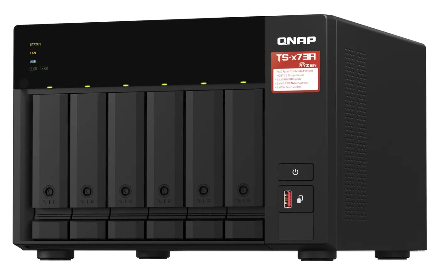 QNAP TS-673A NAS Tower Ryzen Embedded V1500B 8 GB DDR4 0 TB QNAP Turbo 5