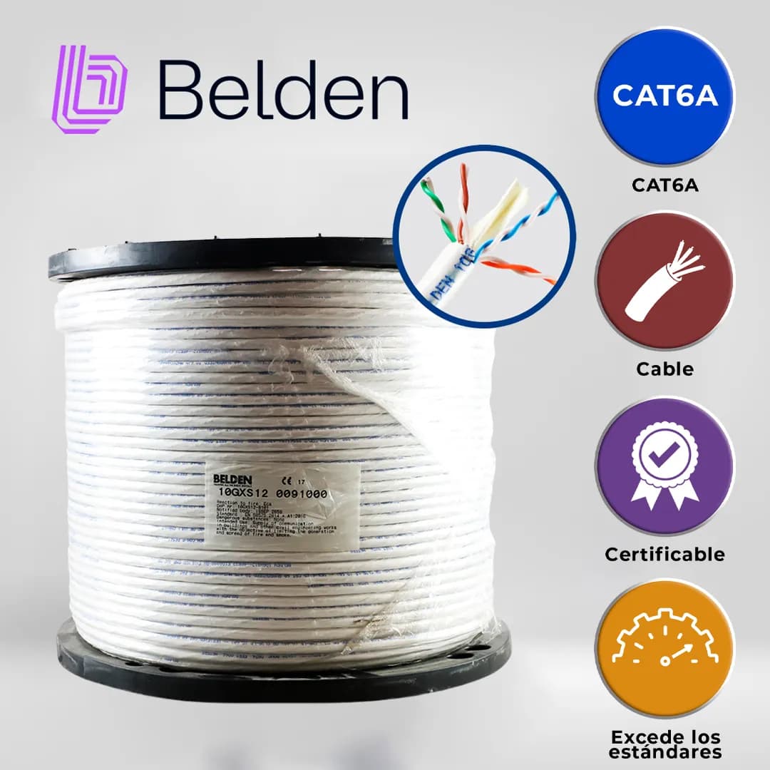 CABLE UTP CAT6A BELDEN 10GXS12 0091000 / INTERIOR / BLANCO / 625MHZ /  5