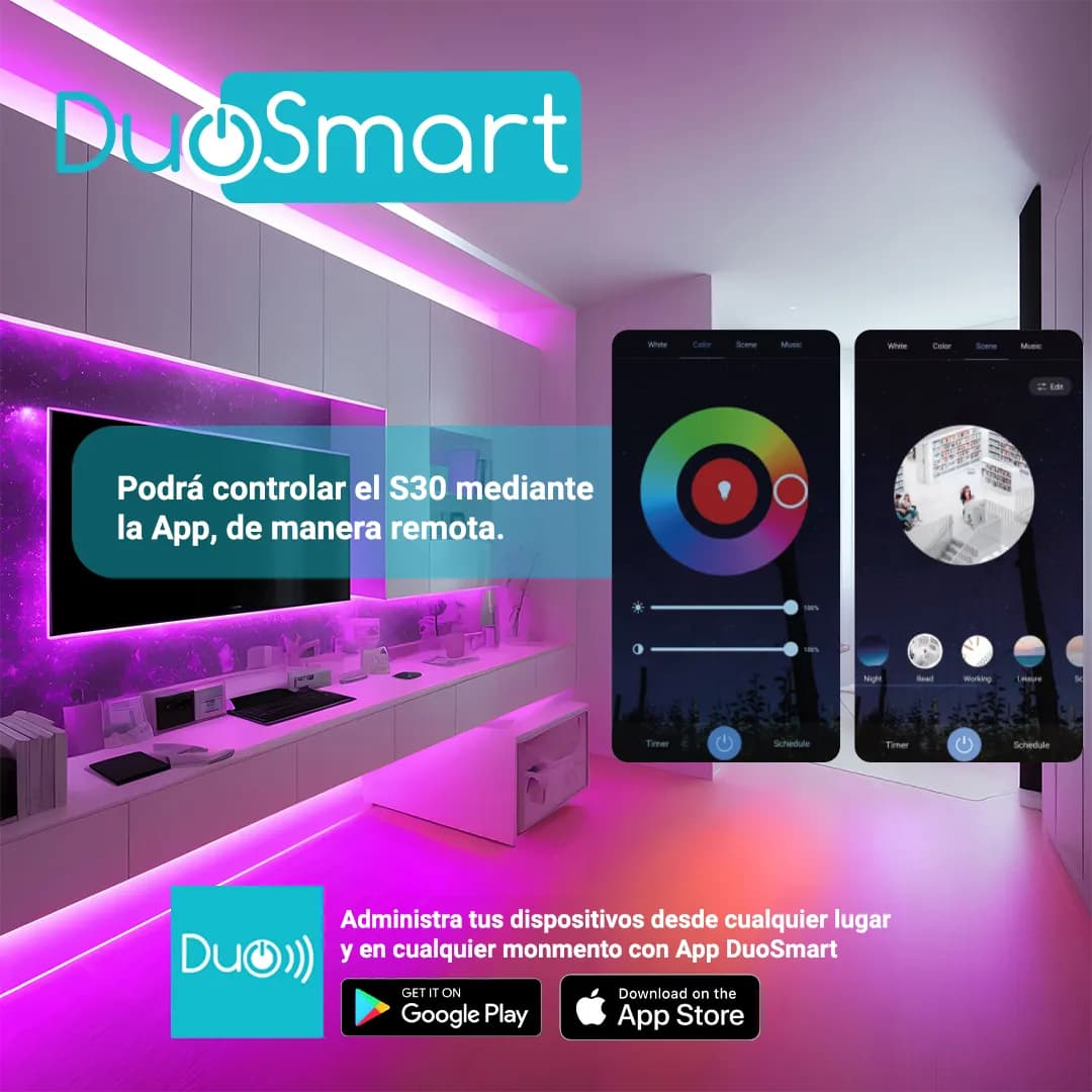 TIRA LED DE 5 METROS MULTICOLOR RGB WIFI 2.4GHZ DUOSMART S30 COMPATIBL 6