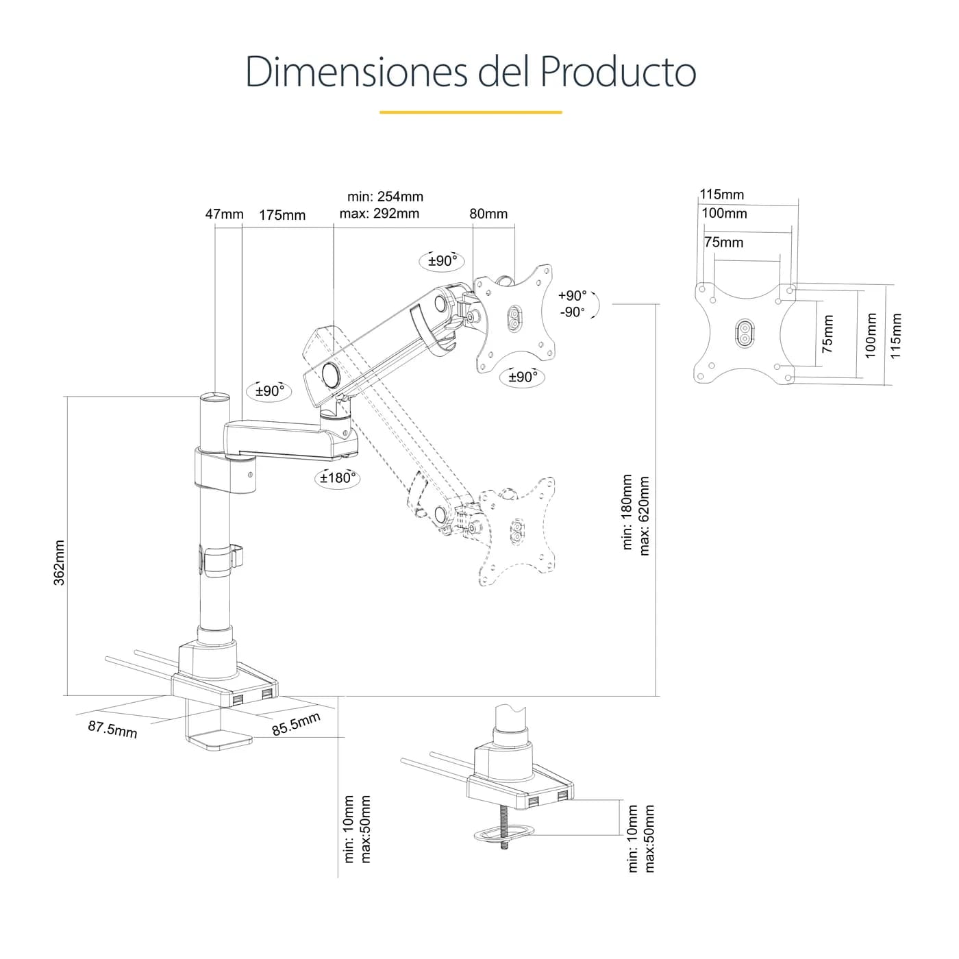 StarTech.com Soporte de Escritorio con Brazo Articulado para Monitor - 18