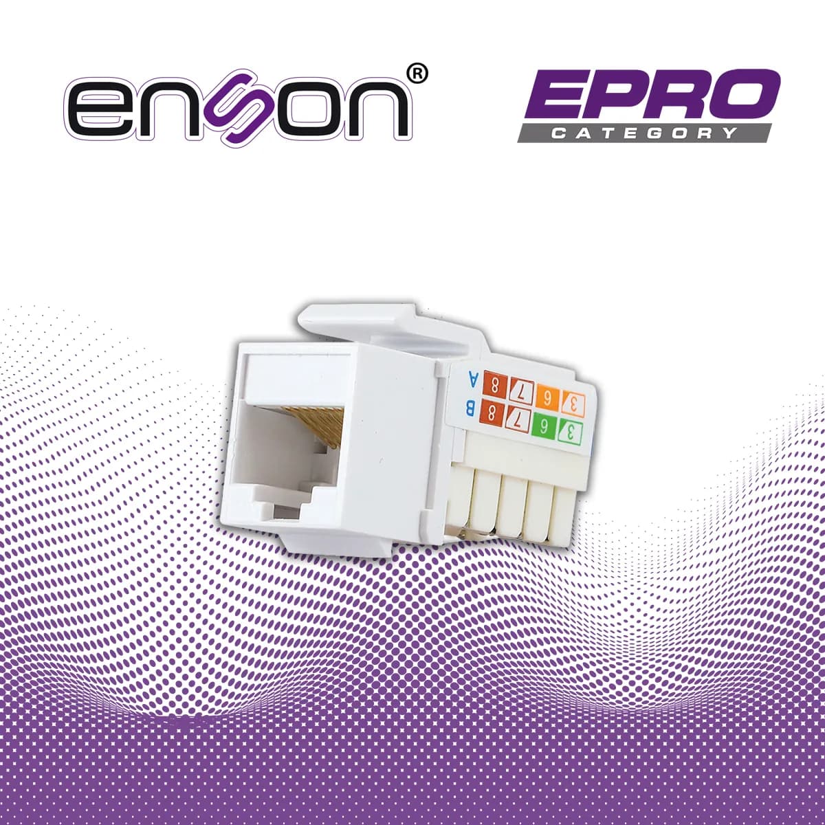 CONECTOR MODULAR JACK KEYSTONE RJ45 ENSON EPRO-JACK6A-WH SERIE PRO, PO 2