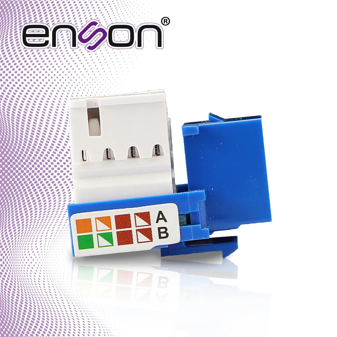 CONECTOR JACK ENSON ENS-JC6BL CAT6 COLOR AZUL A 90 GRADOS PONCHADO CON 6