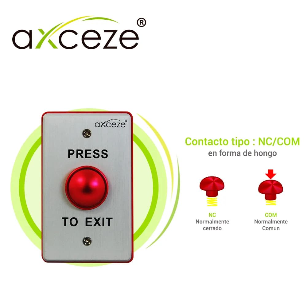 BOTON LIBERADOR  PUSH TIPO HONGO AXCEZE AX-B70R  EN ALUMINIO CUENTA CO 3