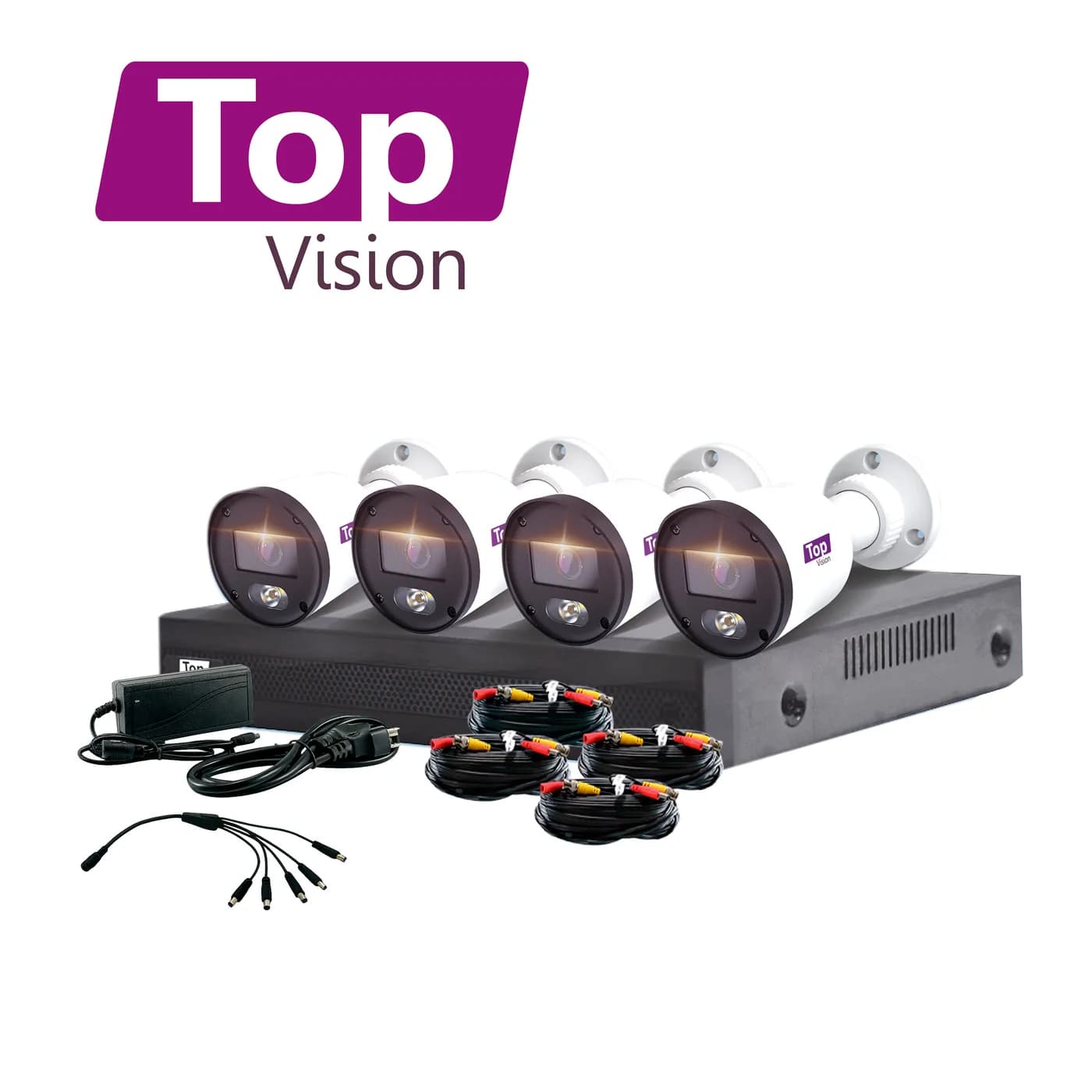 KIT 4X4 TOP24ADLKIT TOPVISION INCLUYE 1 DVR XVR-204AI 4CH 1080 LITE AU 5