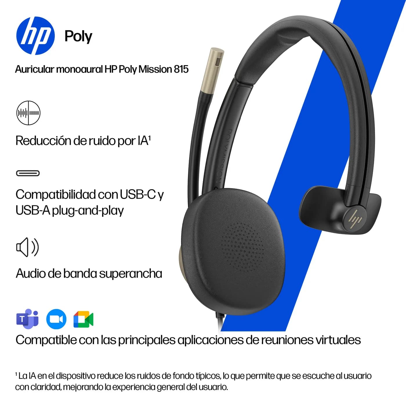 HP Poly Poly Mission 815 Monaural USB Wired H Auriculares Alámbrico Di 6